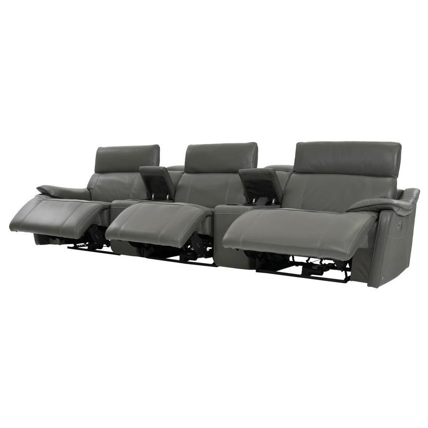 Austin Dark Gray Home Theater Leather Seating with 5PCS/3PWR  alternate image, 4 of 12 images.