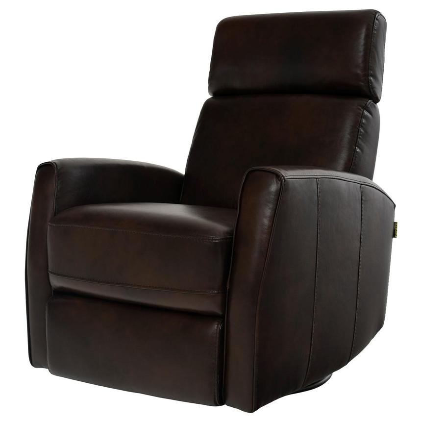 Lucca Brown Leather Power Swivel Glider Recliner alternate image, 2 of 10 images.