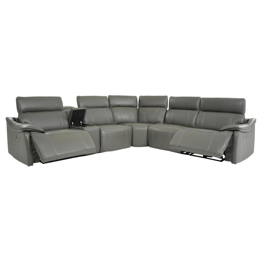 Austin Dark Gray Leather Power Reclining Sectional with 6PCS/2PWR  alternate image, 3 of 10 images.