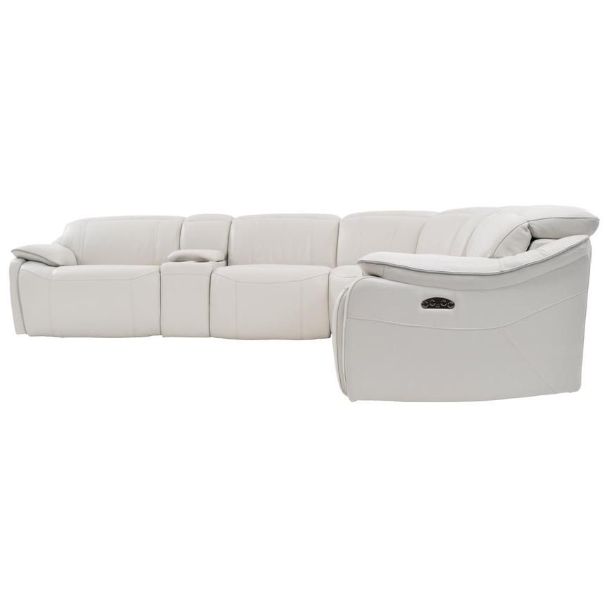 Austin Light Gray Leather Power, White Leather Sectional Sofa With Recliner