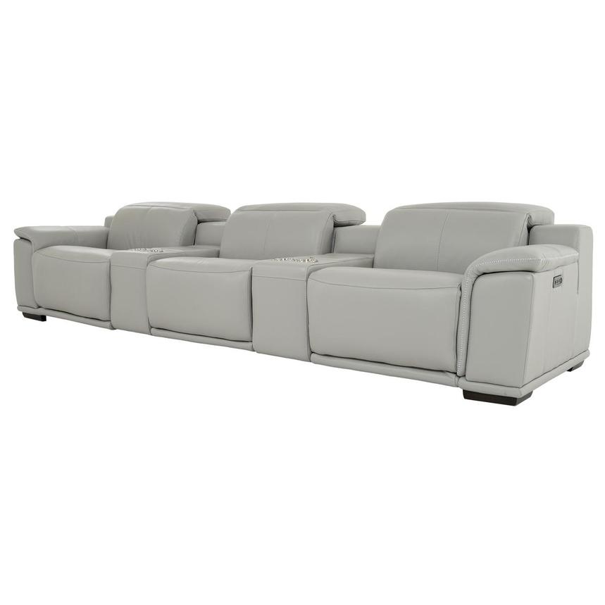 Davis 2.0 Silver Home Theater Leather Seating with 5PCS/3PWR  alternate image, 2 of 11 images.