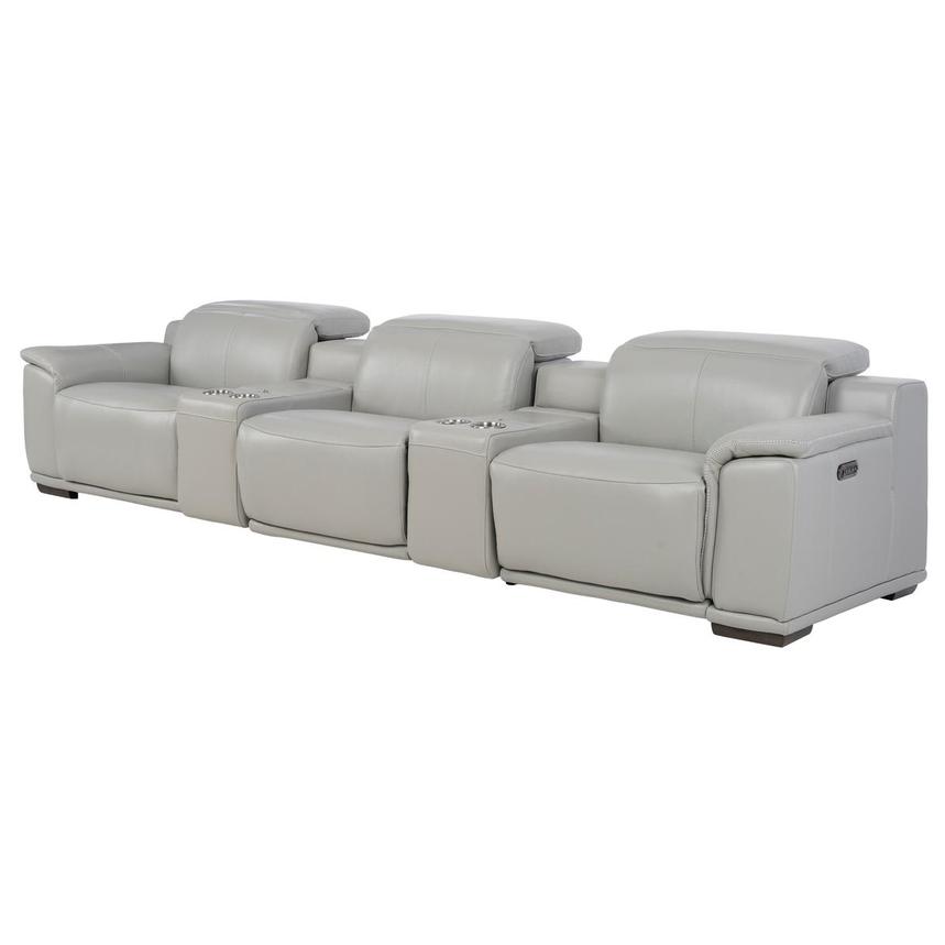 Davis 2.0 Silver Home Theater Leather Seating with 5PCS/2PWR alternate image, 3 of 9 images.