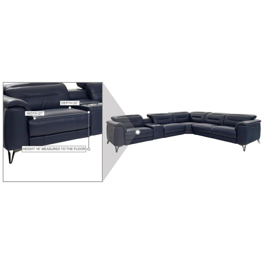 Anabel Blue Leather Power Reclining Sectional with 6PCS/2PWR  alternate image, 9 of 10 images.