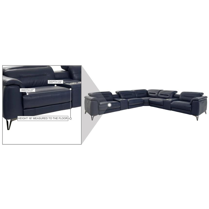 Anabel Blue Leather Power Reclining Sectional with 7PCS/3PWR  alternate image, 9 of 10 images.