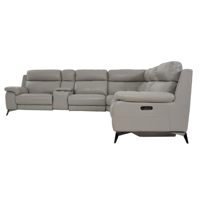Barry Gray Leather Power Reclining Sectional with 6PCS/3PWR  alternate image, 5 of 14 images.