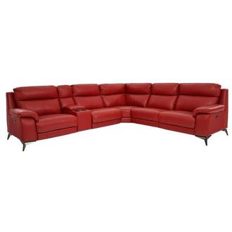 Barry Red Leather Power Reclining Sectional with 6PCS/2PWR