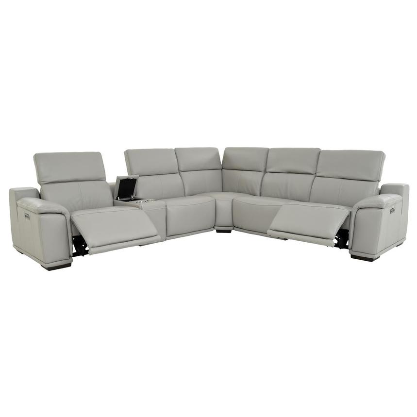 Davis 2.0 Silver Leather Power Reclining Sectional with 6PCS/2PWR  alternate image, 2 of 11 images.
