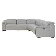 Davis 2.0 Silver Leather Power Reclining Sectional with 5PCS/2PWR  alternate image, 3 of 12 images.