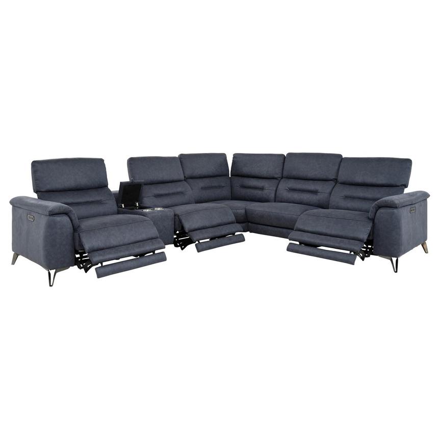 Claribel II Blue Power Reclining Sectional with 6PCS/3PWR  alternate image, 2 of 12 images.