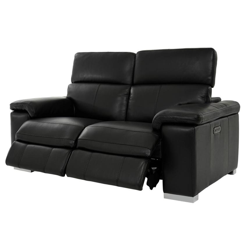 Black leather power reclining outlet loveseat