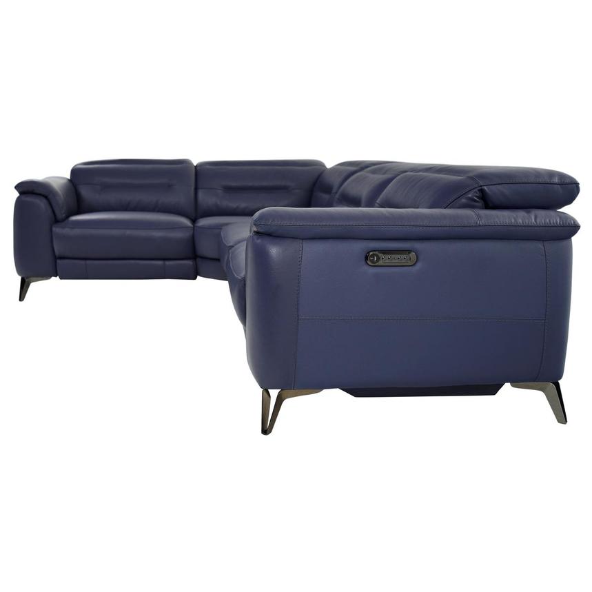 Anabel Blue Leather Power Reclining, Blue Leather Sofa Recliner