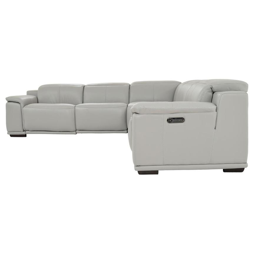 Davis 2 0 Light Gray Leather Power, Gray Leather Sectional
