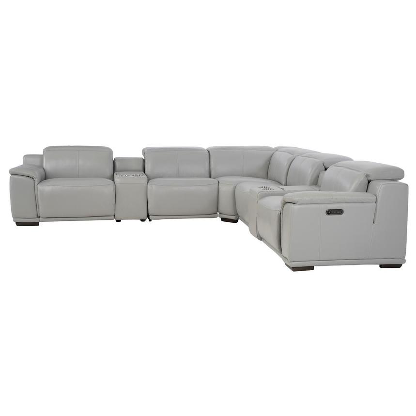 Davis 2.0 Silver Leather Power Reclining Sectional with 7PCS/3PWR alternate image, 3 of 12 images.