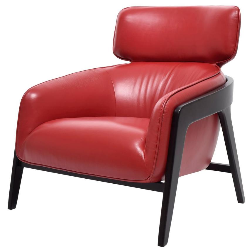 Arlene Red Leather Accent Chair  main image, 1 of 8 images.