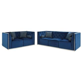 Emma Blue 2-Piece Living Room Set