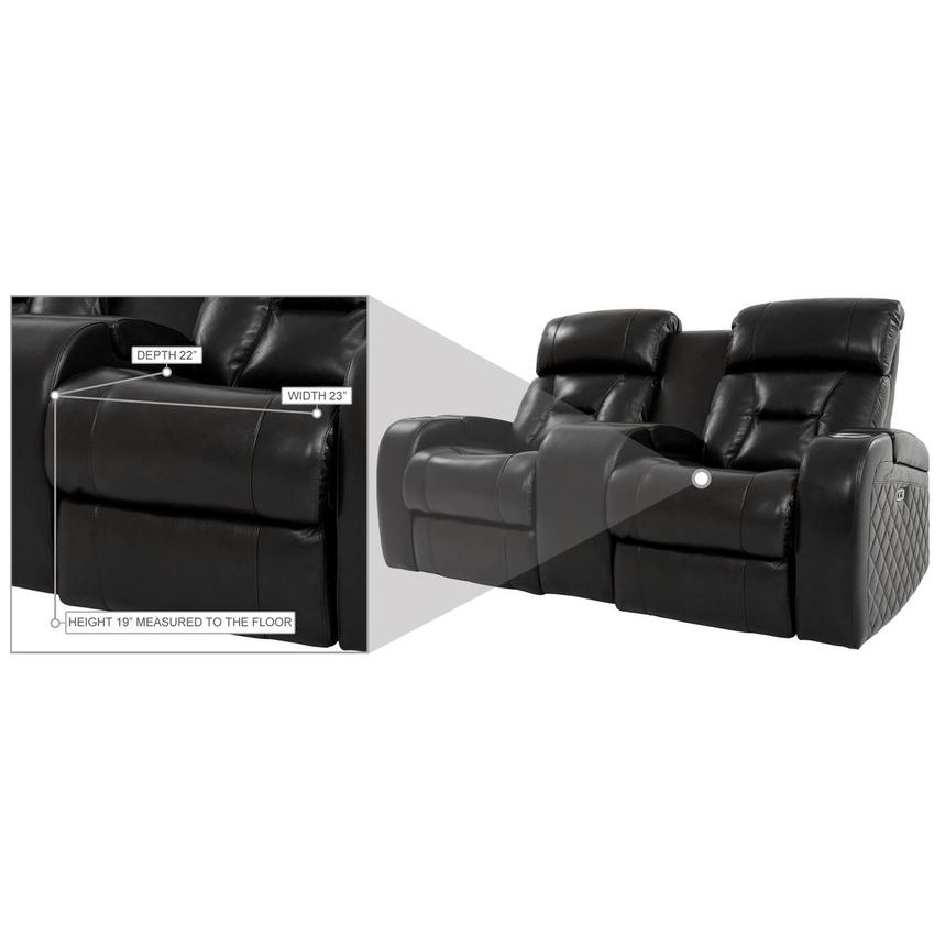 Gio Black Leather Power Reclining Sofa w/Console  alternate image, 14 of 15 images.
