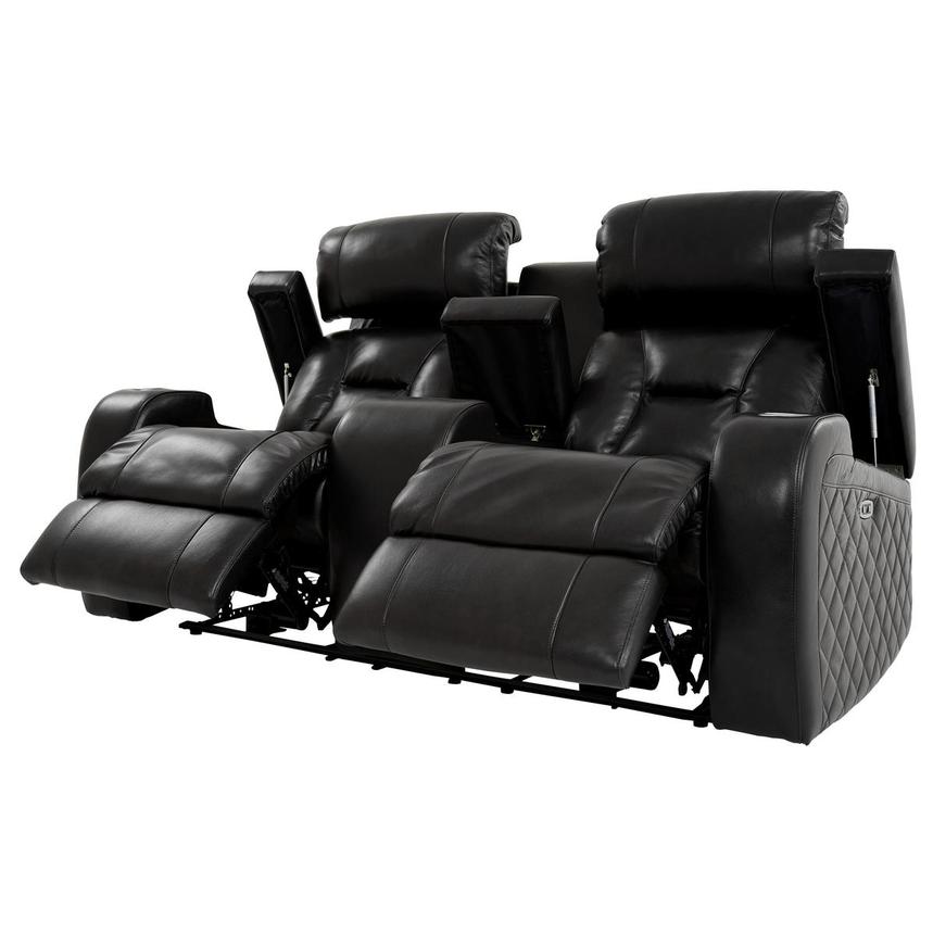 Gio Black Leather Power Reclining Sofa w/Console alternate image, 3 of 15 images.