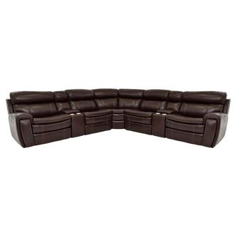 Napa Burgundy Leather Power Reclining Sectional with 7PCS/3PWR