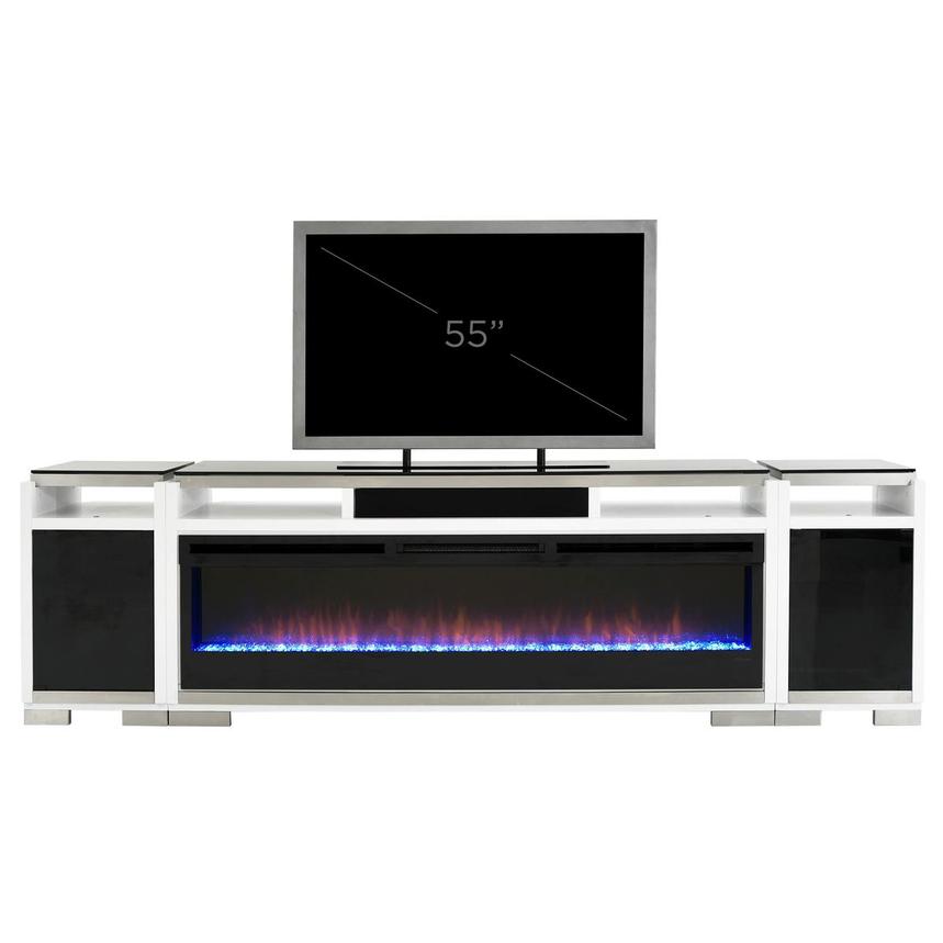 Teire White Electric Fireplace w/Cabinets  alternate image, 17 of 17 images.