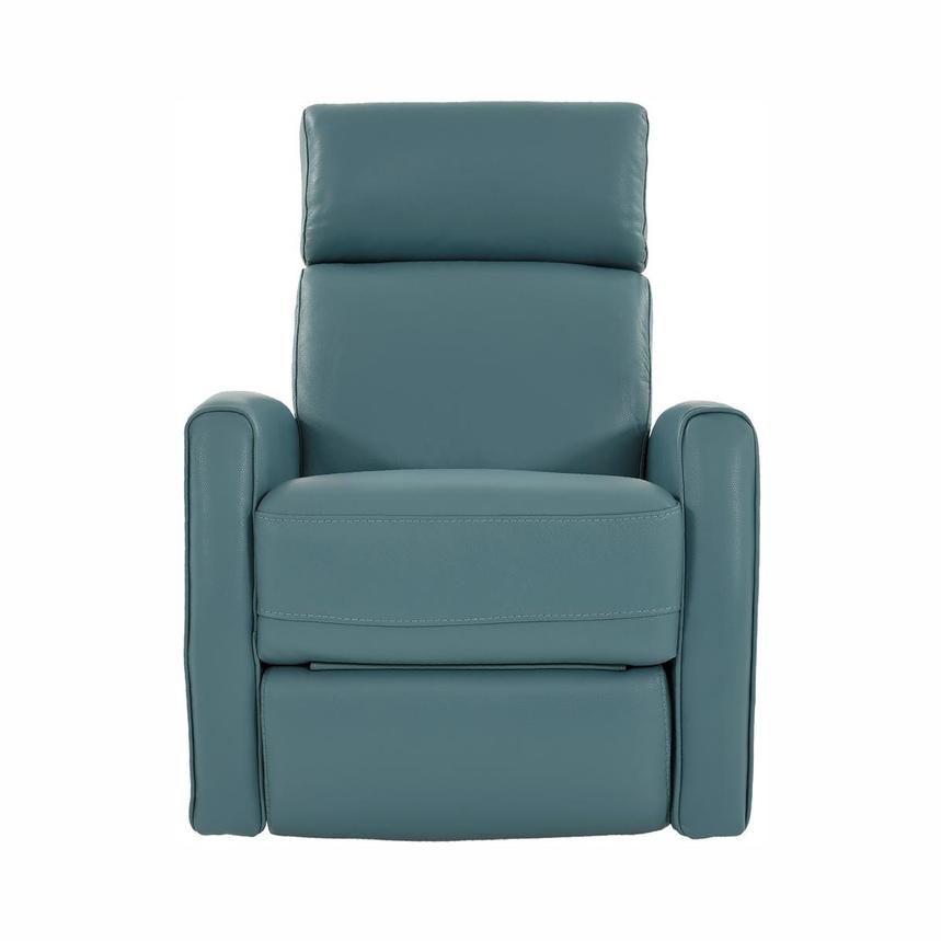 Lucca Blue Leather Power Recliner  main image, 1 of 9 images.