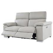 Charlie Light Gray Leather Power Reclining Loveseat  alternate image, 3 of 11 images.