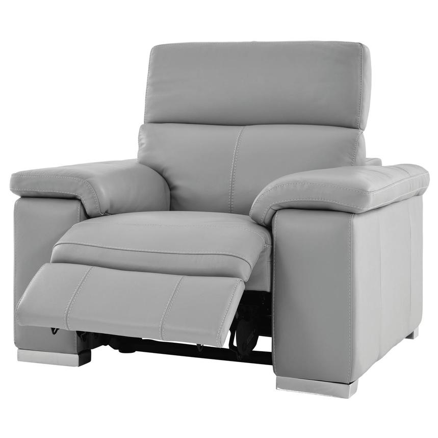Charlie Light Gray Leather Power Recliner  alternate image, 3 of 12 images.