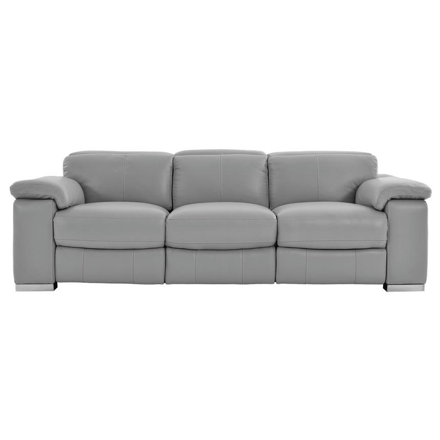 Charlie Light Gray Leather Power Reclining Sofa  main image, 1 of 12 images.