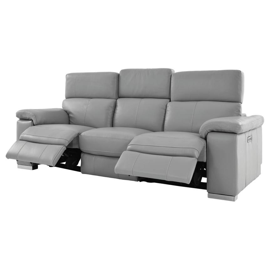 Charlie Light Gray Leather Power Reclining Sofa  alternate image, 3 of 12 images.