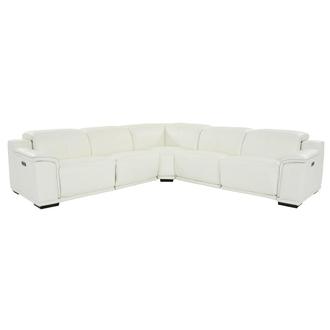 Davis 2.0 White Leather Power Reclining Sectional with 5PCS/3PWR