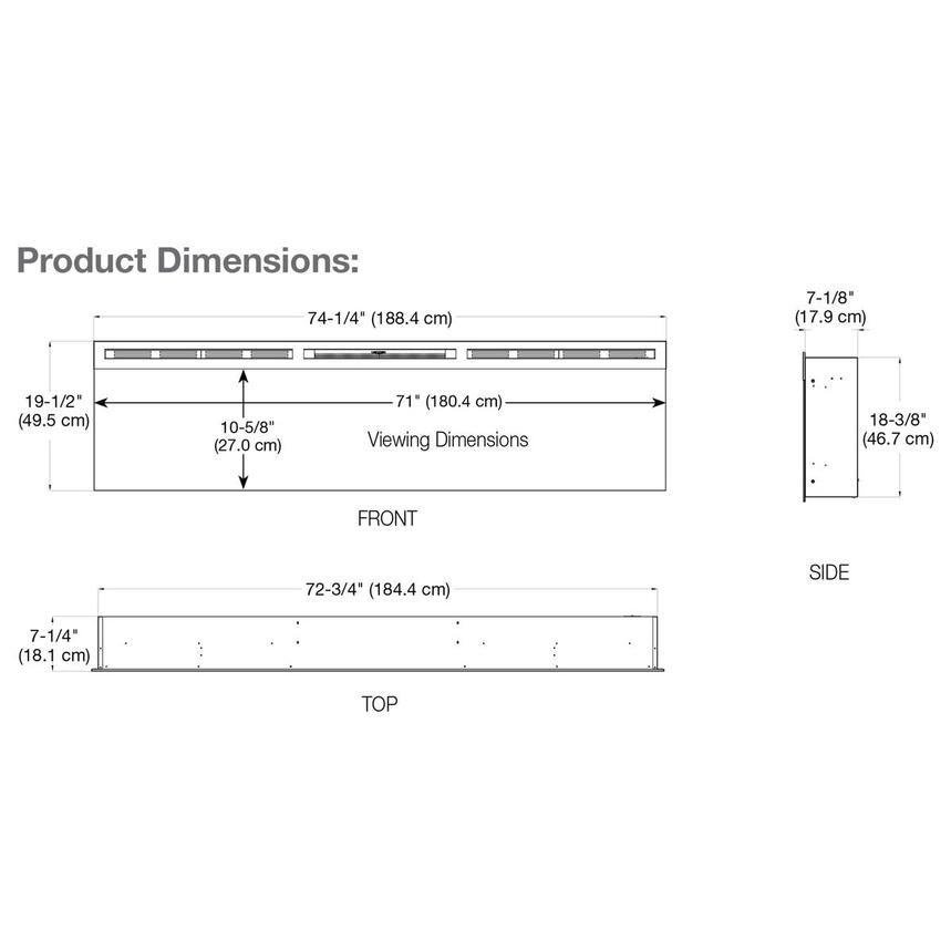 Teire Wall-Hanging Electric Fireplace w/Remote Control  alternate image, 2 of 3 images.