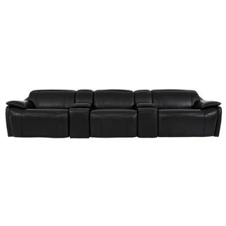 Austin Black Home Theater Leather Seating with 5PCS/2PWR
