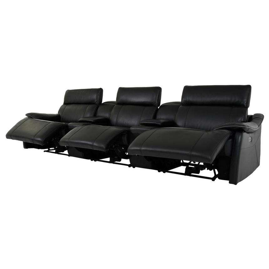 Black leather outlet theater sectional