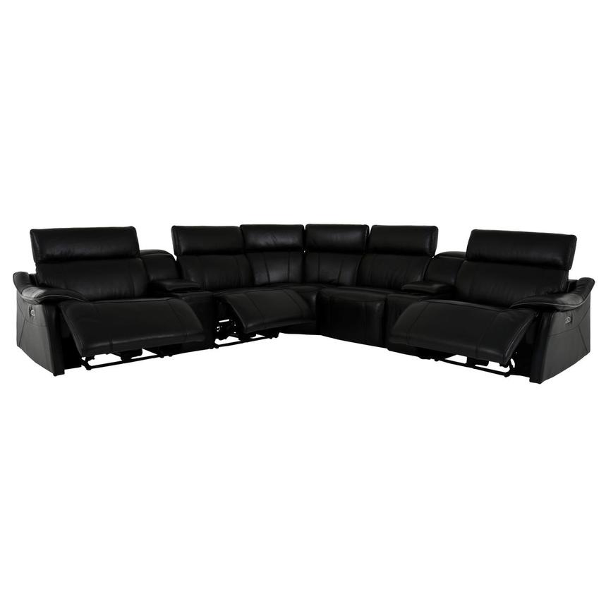 Austin Black Leather Power Reclining Sectional with 7PCS/3PWR  alternate image, 2 of 10 images.