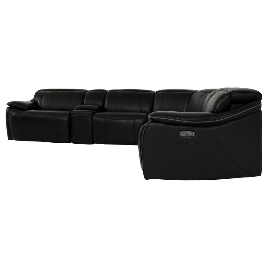 Panther black leather dual 2024 power reclining sofa