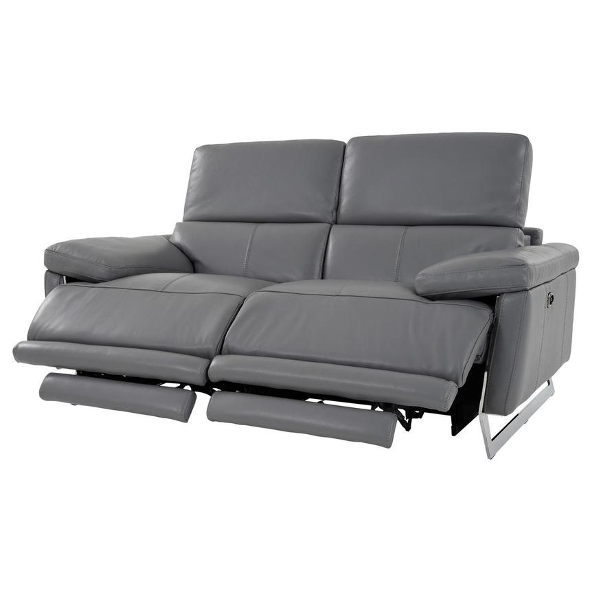 Gabrielle Gray Leather Power Reclining Loveseat  alternate image, 4 of 12 images.
