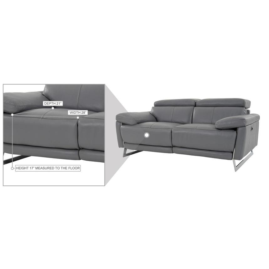 Gabrielle Gray Leather Power Reclining Loveseat  alternate image, 12 of 12 images.