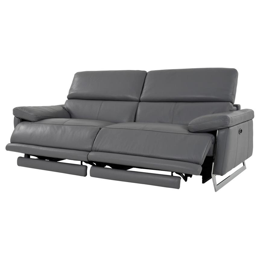 Gabrielle Gray Leather Power Reclining Sofa  alternate image, 4 of 12 images.