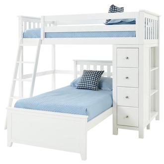 Haus White Twin Over Twin Bunk Bed w/Chest