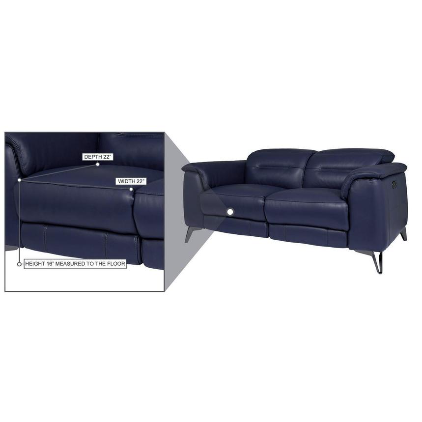 Anabel Blue Leather Power Reclining Loveseat  alternate image, 8 of 12 images.
