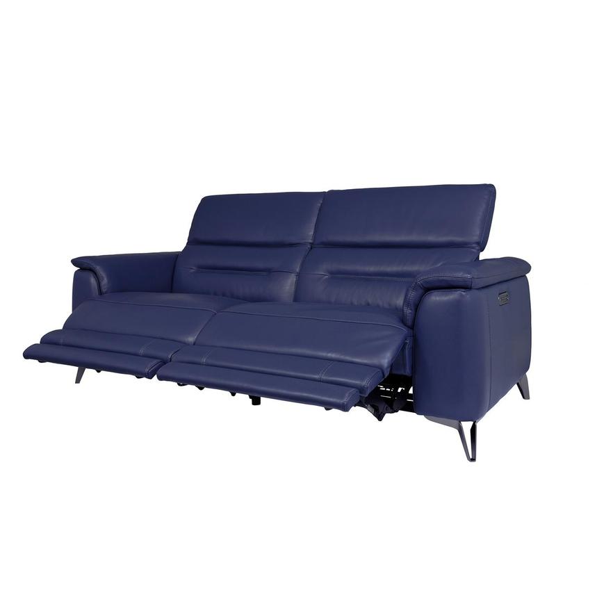 Anabel Blue Leather Power Reclining Sofa  alternate image, 3 of 10 images.
