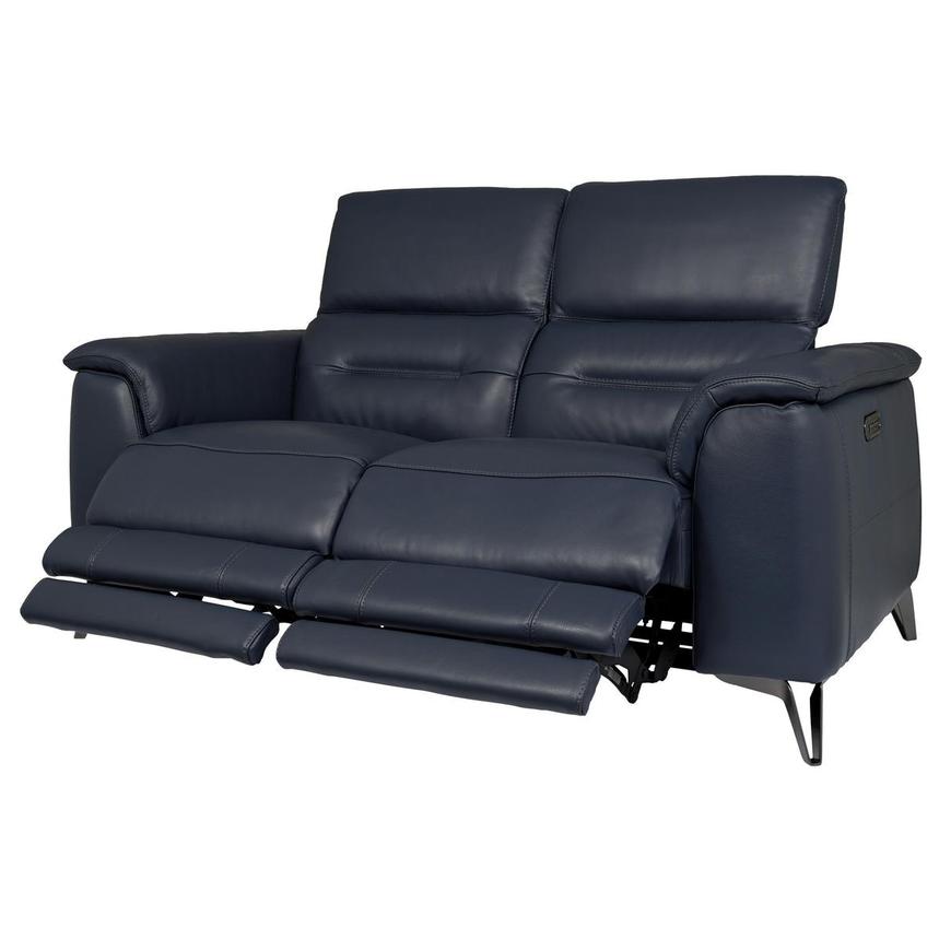 Anabel Blue Leather Power Reclining Loveseat | El Dorado Furniture