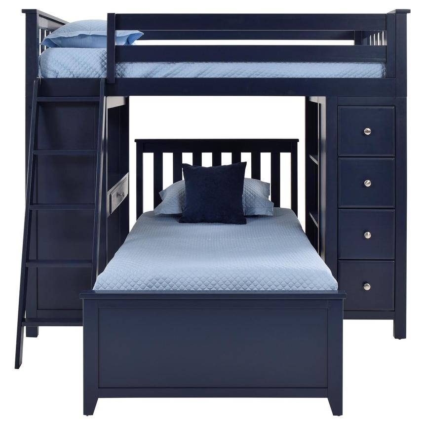 Haus Blue Twin Over Twin Bunk Bed w/Desk & Chest  alternate image, 4 of 12 images.