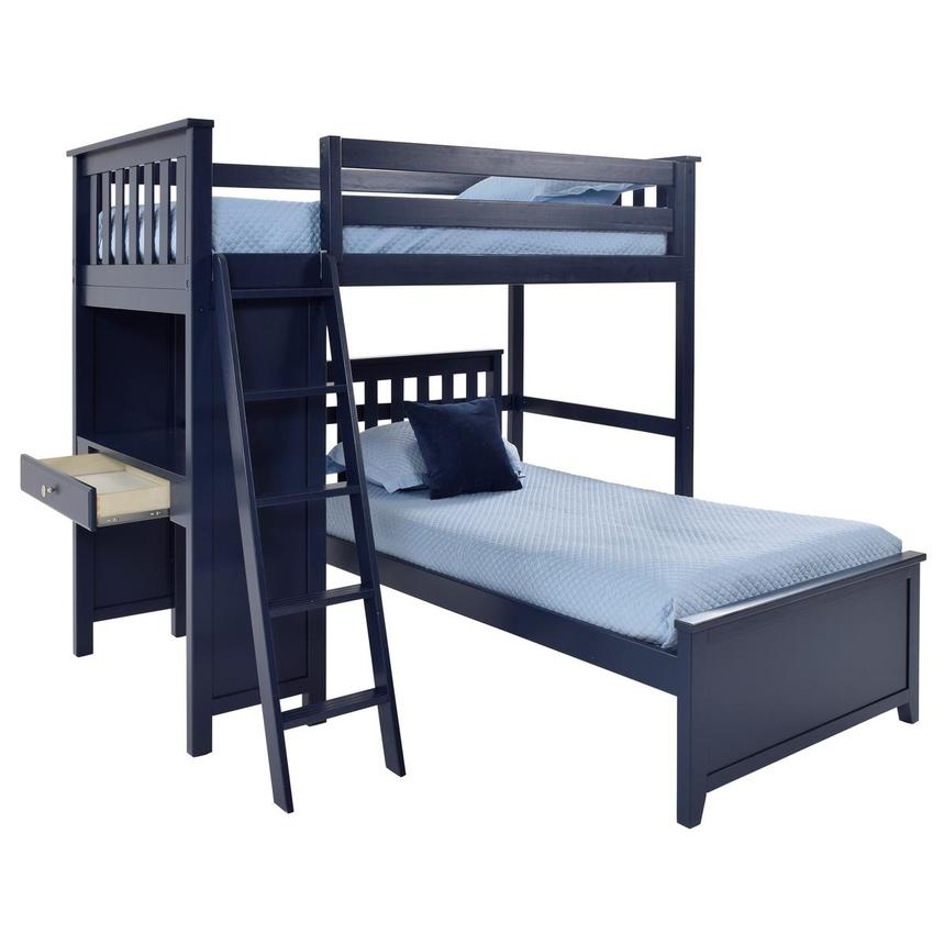 Haus Blue Twin Over Twin Bunk Bed W Desk El Dorado Furniture