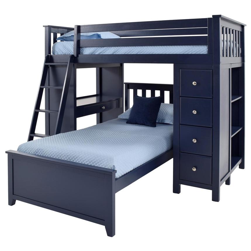 Haus Blue Twin Over Bunk Bed W, Twin Over Bunk Bed With Desk And Drawers