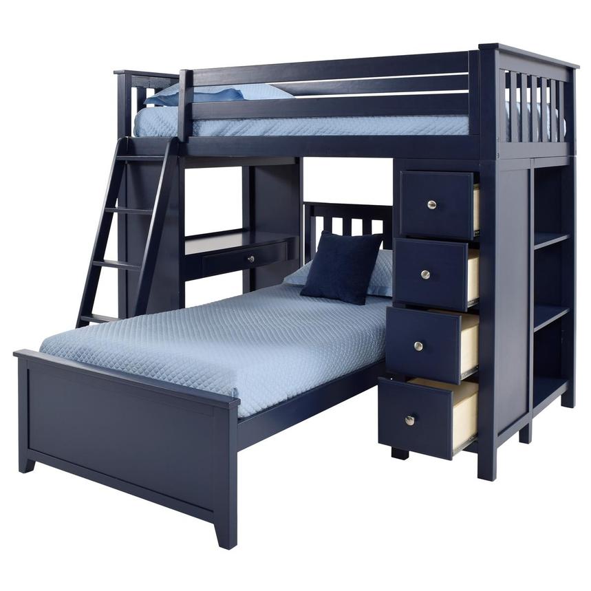 Haus Blue Twin Over Bunk Bed W, 3 Bunk Bed With Desk