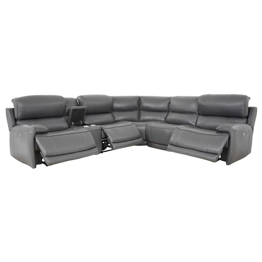 Cody Gray Leather Power Reclining Sectional with 6PCS/3PWR  alternate image, 2 of 10 images.