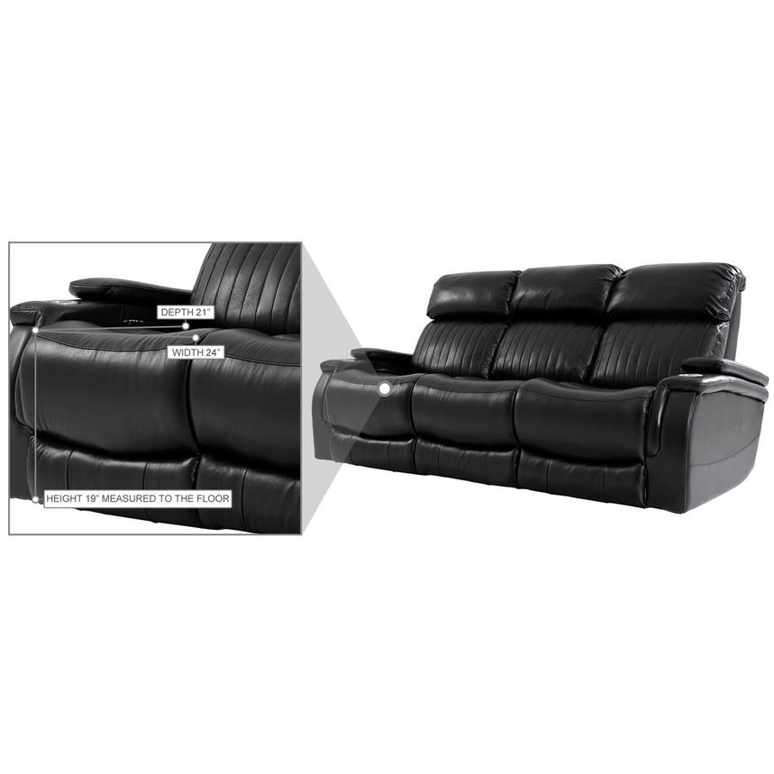 Obsidian Leather Power Reclining Sofa w/Massage & Heat  alternate image, 15 of 16 images.