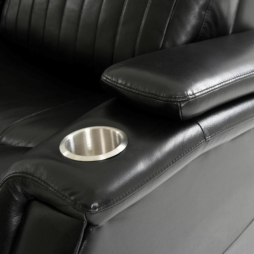 Obsidian w/Console Leather Power Reclining Sofa w/Massage & Heat  alternate image, 9 of 15 images.