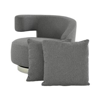 Okru Dark Gray Swivel Chair w/2 Pillows