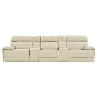 Benz Cream Home Theater Leather Seating with 5PCS/3PWR